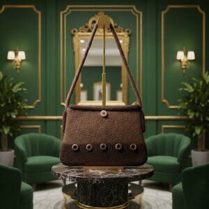 Handmade Felted Wool Shoulder/Clutch Bag Warm Brown | Unique Artisan Piece